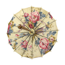 Load image into Gallery viewer, Antique Parasol "Roses and Parrots"