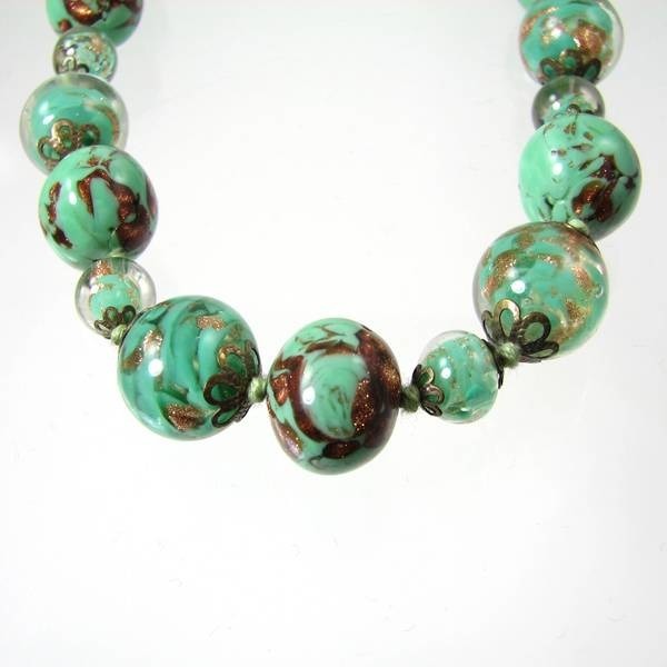 Venetian jade green bead Necklace