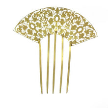 Load image into Gallery viewer, Victorian gilt filigree haircomb