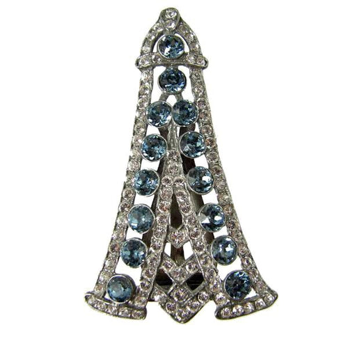 Vintage Clip with Crystal & Blue stones