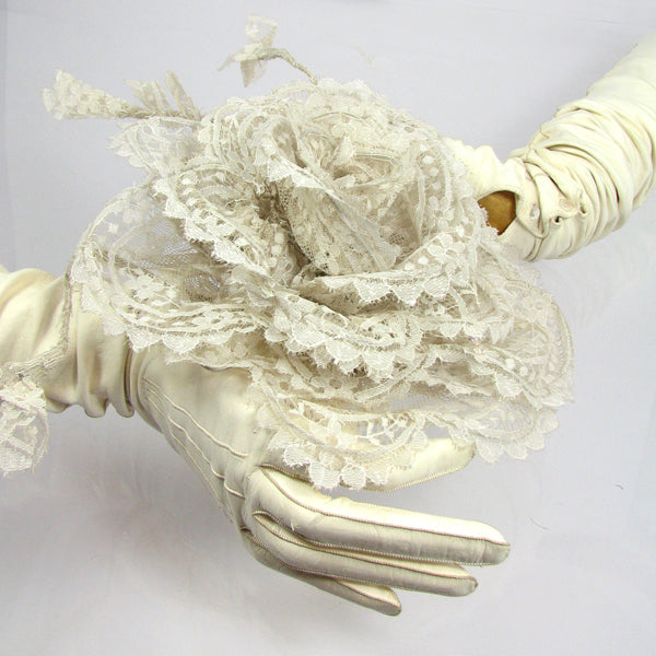 Lace Rose Silk Flower Corsage Brooch