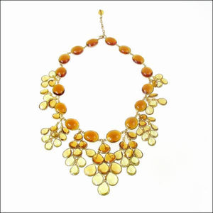 Amber Gripoix Grape Drop Necklace