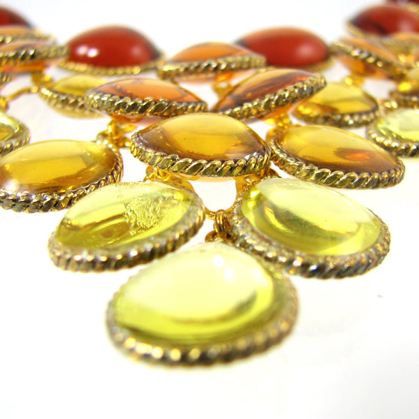 Amber Gripoix Grape Drop Necklace