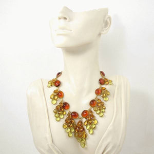 Amber Gripoix Grape Drop Necklace