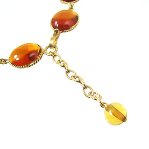 Amber Gripoix Grape Drop Necklace