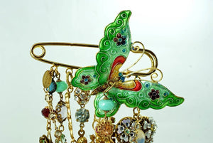 "Memories" Charm Pin brooch - Emerald Green Butterfly