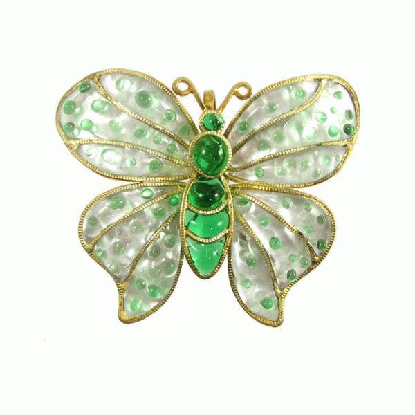 Green Spot Butterfly Brooch