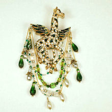 Load image into Gallery viewer, Emerald Magical Angel-winged Giraffe Brooch