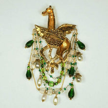 Load image into Gallery viewer, Emerald Magical Angel-winged Giraffe Brooch