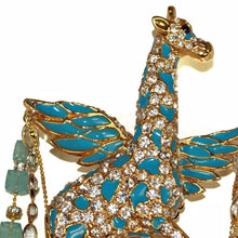 Load image into Gallery viewer, Turquoise Magical Angel-winged Giraffe Brooch