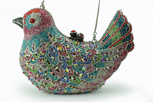 Crystal decorated bird-shaped bag