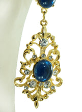 Load image into Gallery viewer, Sapphire cabochon and crystal earrings