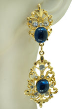 Load image into Gallery viewer, Sapphire cabochon and crystal earrings