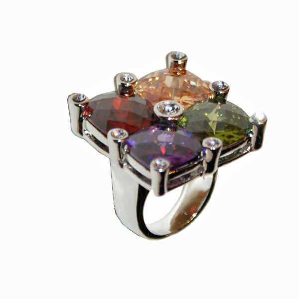 Multi coloured four-stone Cocktail ring