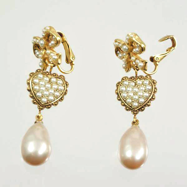 Ribbon and Bow Pearl Earrings