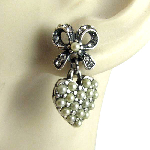 Dainty Bow and Heart Earrings