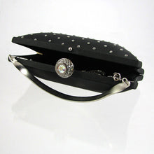 Load image into Gallery viewer, Black Clutch Bag with Swarofski crystals