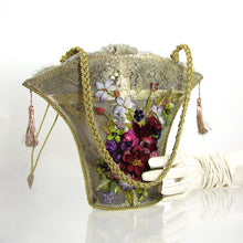 Load image into Gallery viewer, Vintage Gold Lace Basket handbag