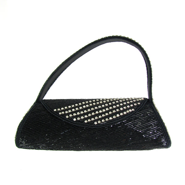 Black and Sliver Handbag with Swarofski crystals