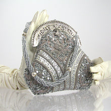 Load image into Gallery viewer, Silver Ribbon-work handbag