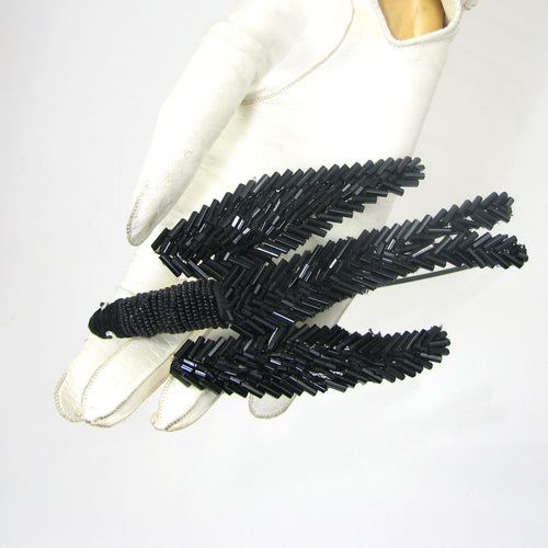 Black Beaded Bird Hairpin