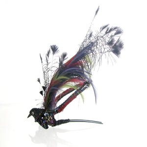 Beaded Feather Bird Hairpin