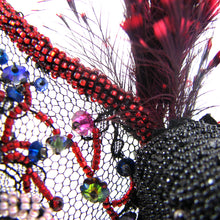Load image into Gallery viewer, Crimson and Black Feather Fascinator