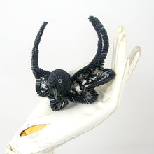 Load image into Gallery viewer, Black Beaded Lace Bird Hairpin