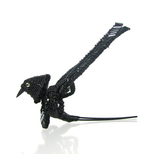 Black Beaded Lace Bird Hairpin