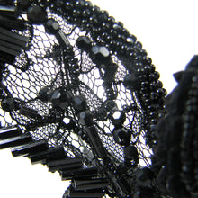Load image into Gallery viewer, Black Beaded Lace Bird Hairpin