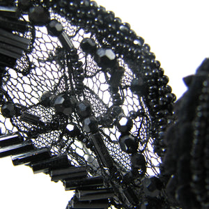 Black Beaded Lace Bird Hairpin