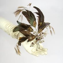 Load image into Gallery viewer, Dark Feather, Wirework and bead Hairpin Fascinator