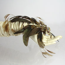 Load image into Gallery viewer, Dark Feather, Wirework and bead Hairpin Fascinator