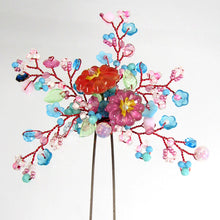 Load image into Gallery viewer, Floral Bead and Wirework Hairpin