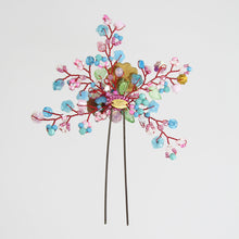 Load image into Gallery viewer, Floral Bead and Wirework Hairpin