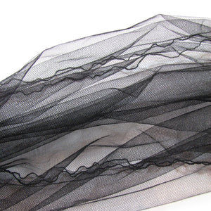 Black Lace Shawl with Appliqué Flowers
