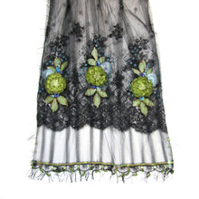Load image into Gallery viewer, Black Lace Shawl with Orange Appliqué Flowers