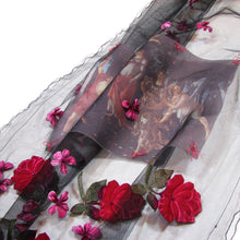 Load image into Gallery viewer, Botticelli Print Lace Scarf with Appliqué Flowers