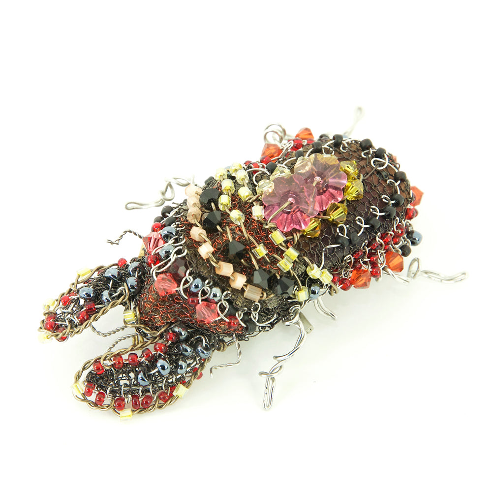 Wirework and Bead bug brooch No.3