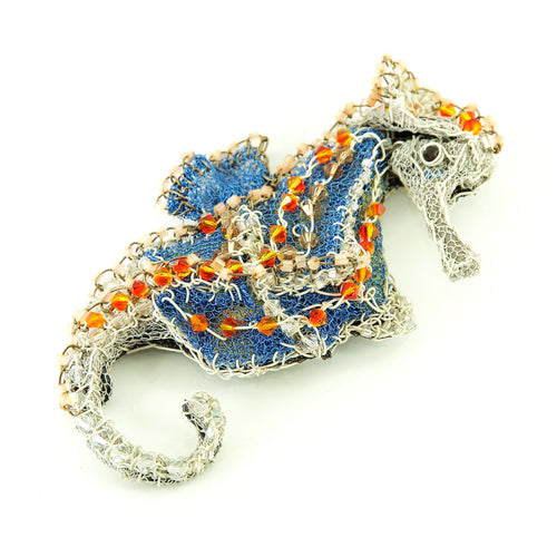 Seahorse Wirework and Bead Brooch