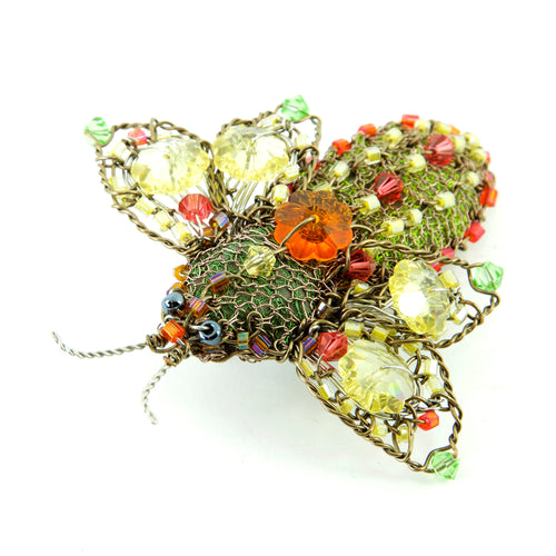Wirework and Bead Bug Brooch No2