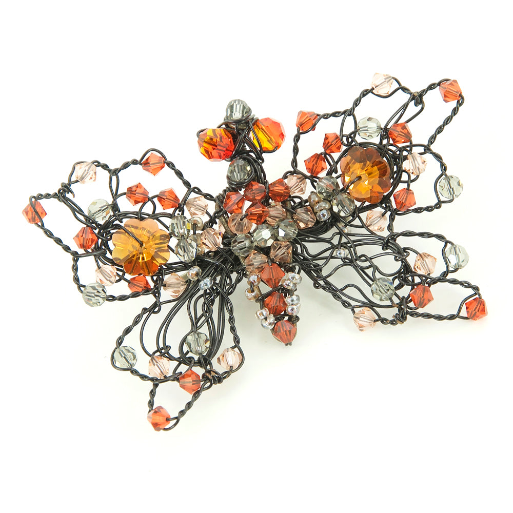 Wirework and Bead Butterfly Brooch No2