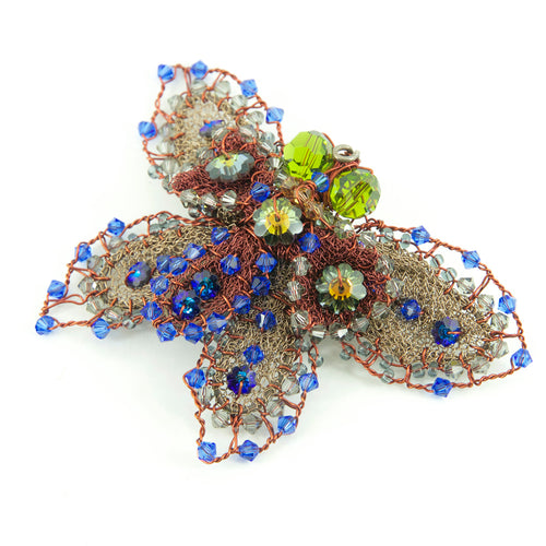 Wirework and Bead Butterfly Brooch No3