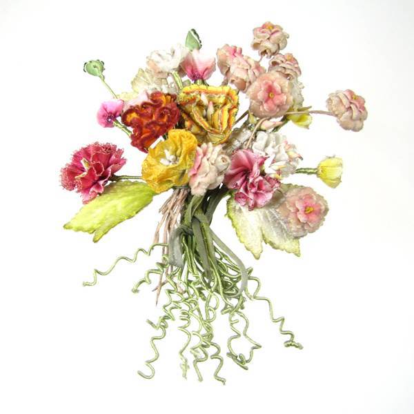 Ribbon Work Silk Flower Corsage Bouquet