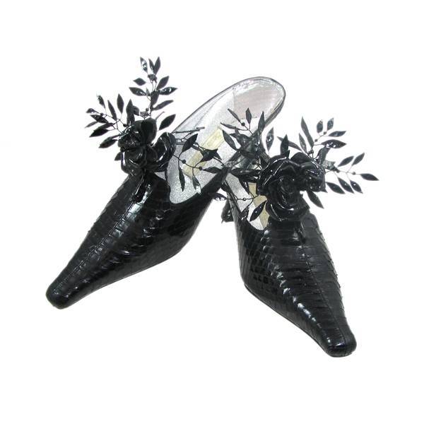 Black on Black Tudor Rose Shoes