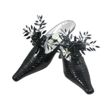 Load image into Gallery viewer, Black on Black Tudor Rose Shoes
