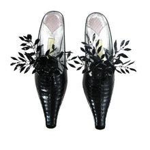 Load image into Gallery viewer, Black on Black Tudor Rose Shoes