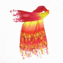 Load image into Gallery viewer, Orange &amp; Yellow Lazer Shawl Scarf