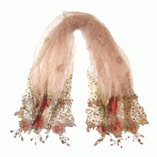 Pale Pink Chemical Lace Shawl Scarf 007