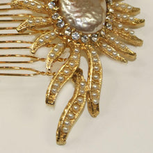 Load image into Gallery viewer, Basia Zarzycka Bridal Flower Hair Comb in gold tones £88